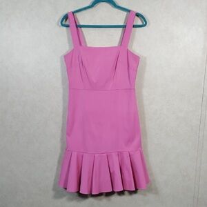 Pink Sleeveless Dress with Ruffle Hem